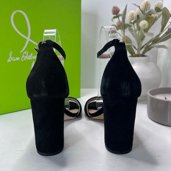 Sam Edelman Robyn Leather Ankle Strap Heel Black I3433L3002 Women 10M Tried On - Picture 2 of 11